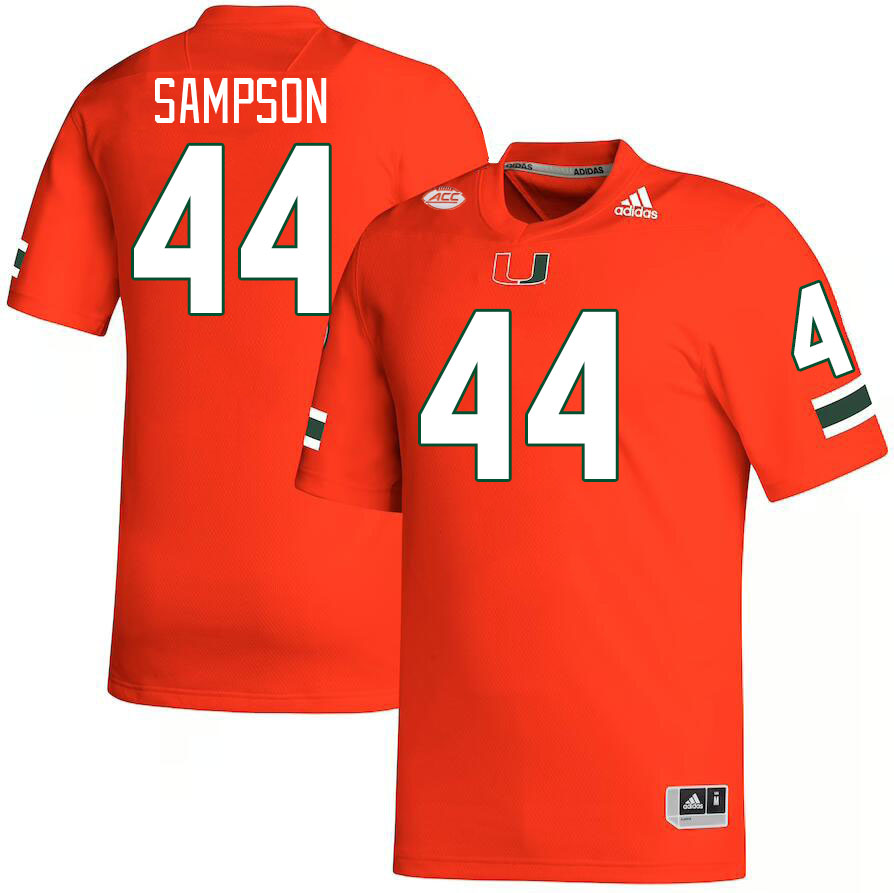 Men #44 Syncere Sampson Miami Hurricanes College Football Jerseys Stitched-Orange